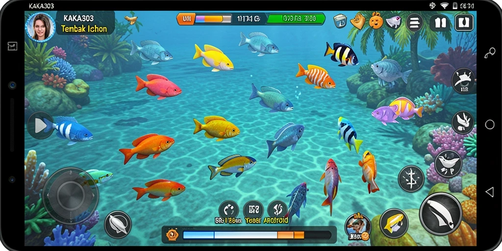 Tampilan gameplay KAKA303 dengan aksi menembak ikan yang seru.