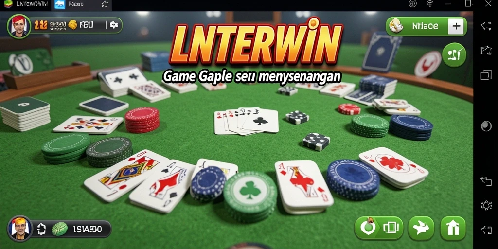 Screenshot gameplay LNTERWIN menampilkan suasana permainan Gaple yang menyenangkan.