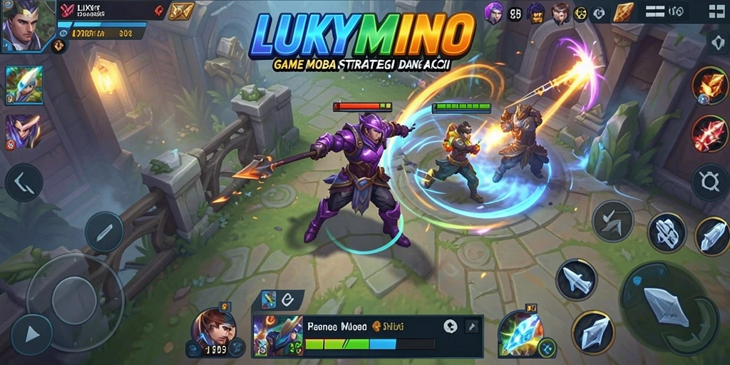 Gameplay seru dengan tim bertempur di arena MOBA.
