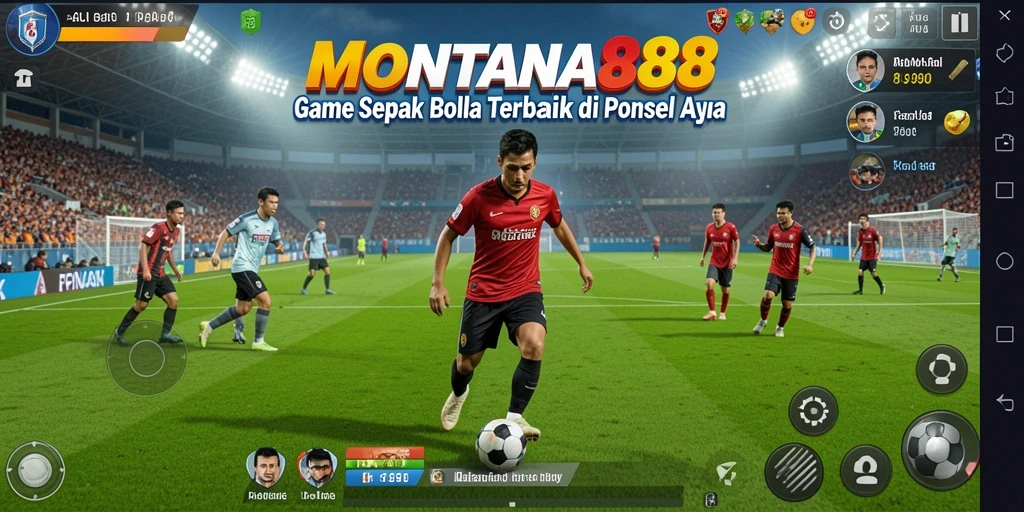 Screenshot gameplay MONTANA88 dengan aksi sepak bola yang mendebarkan.