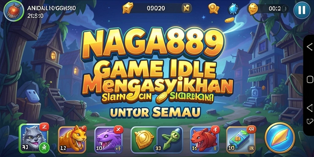 Tangkapan layar menunjukkan gameplay seru NAGA889 dengan elemen Idle yang menarik.