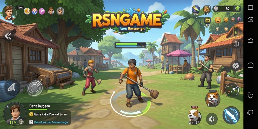 Tampilan menarik dari gameplay RSNGAME dengan karakter yang berwarna-warni.